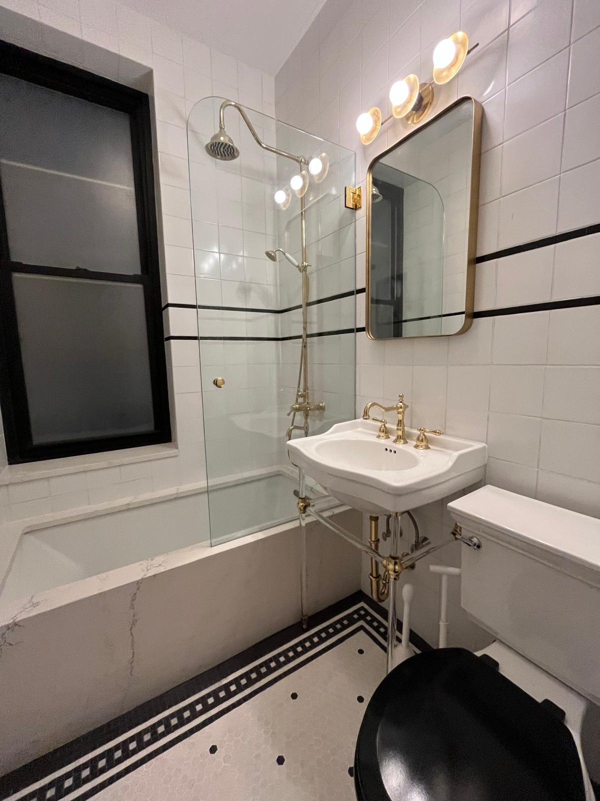 Modern bathroom renovation with sleek fixtures and minimalist design